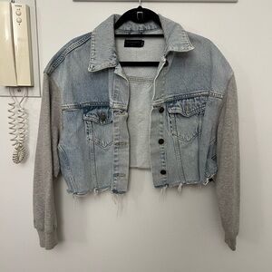 All Saints Denim and Gray Cropped Jacket